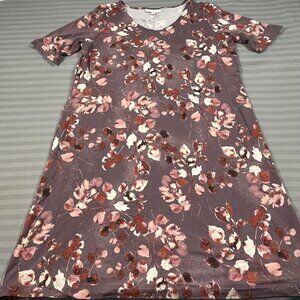 Pure Jill Dress Womens Large Tall Purple Pink Floral Affinity French Terry Pima